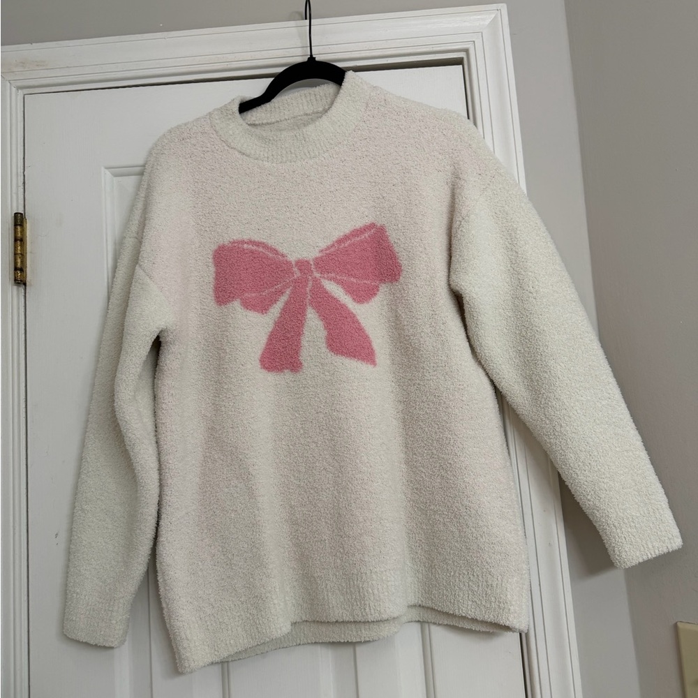 Cozy Pink Bow Sweater